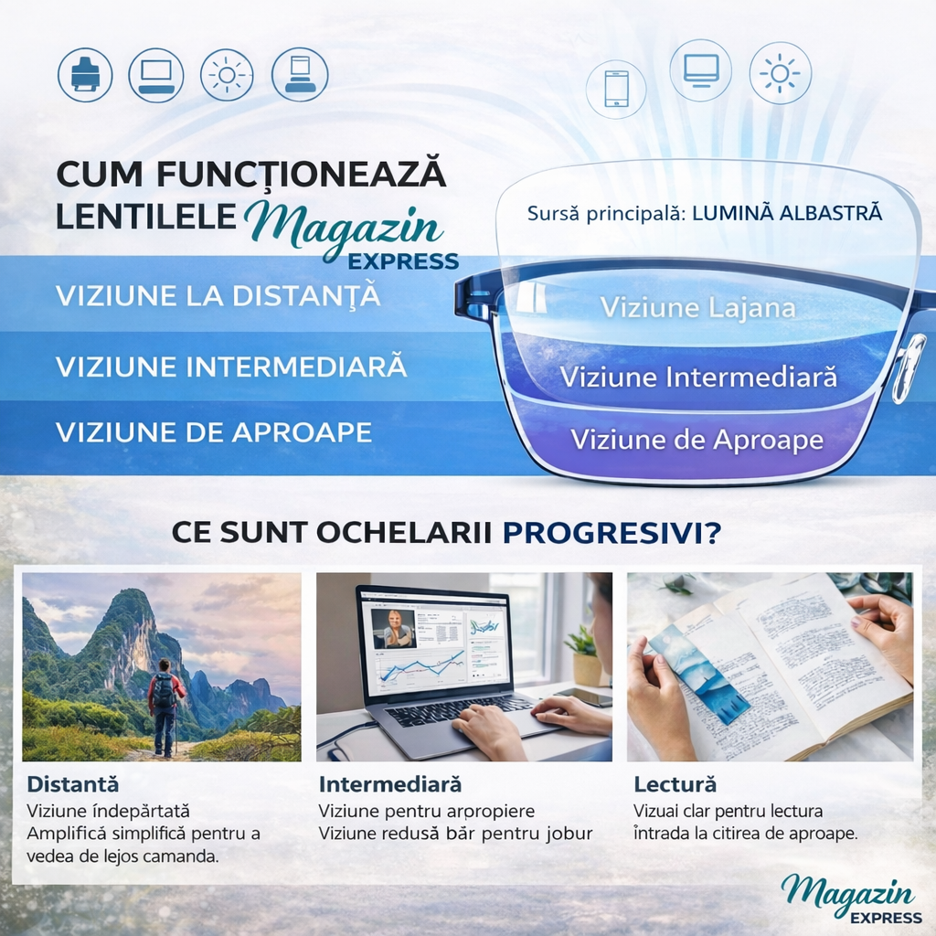 Ochelari Inteligenți 3-în-1 RayPro™: Vedere Perfectă la Orice Distanță | Lentile Auto-Reglabile cu Filtru Lumină Albastră | Ideali pentru Condus | CADOU Toc din Piele + 30 Zile Testare Fără Risc