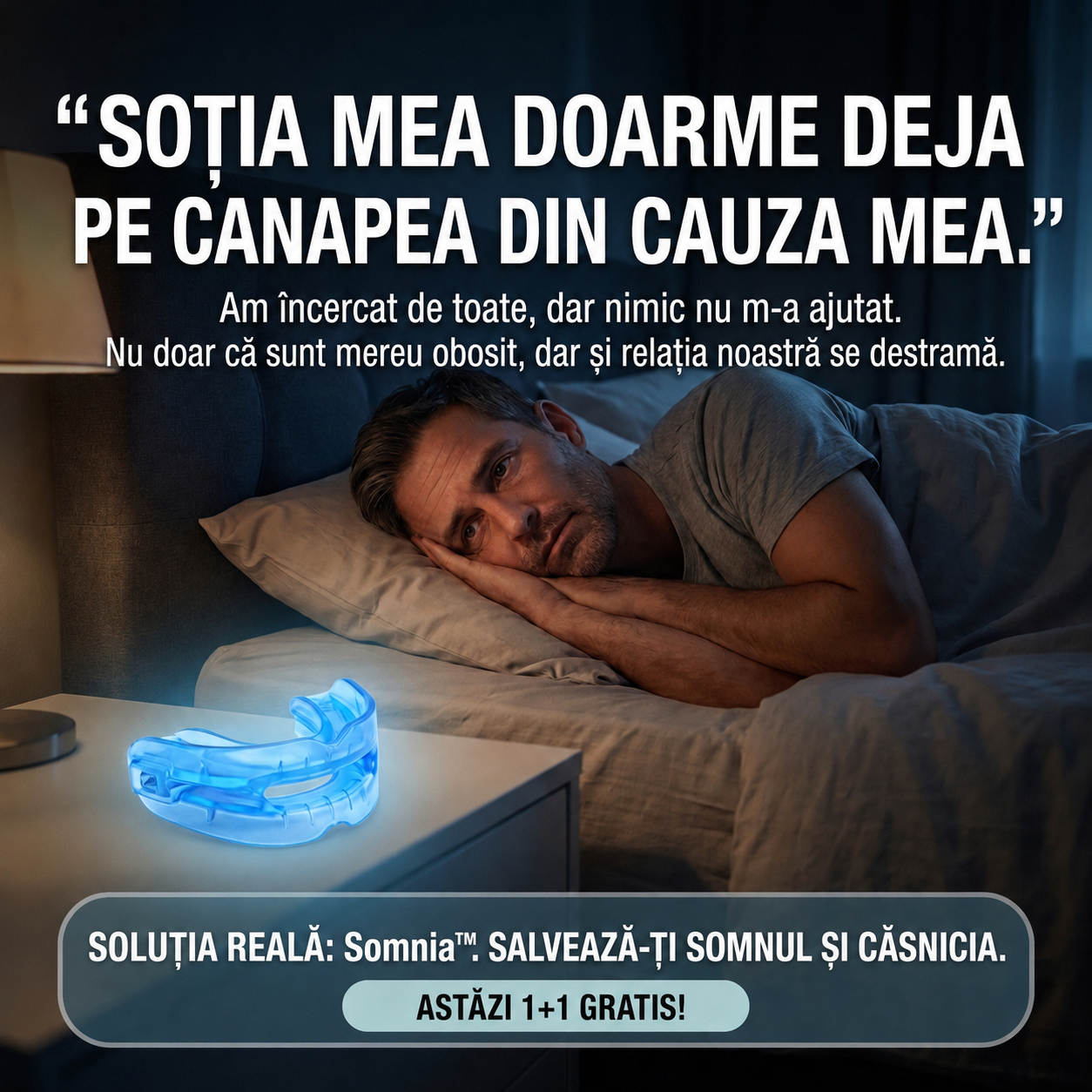 1+1 GRATIS DOAR AZI! | Somnia™ Pro – Dispozitivul anti-sforăit dezvoltat pentru a reduce sforăitul și senzația de sufocare nocturnă | Trezește-te odihnit și plin de energie în fiecare dimineață | Garanție de rambursare 30 de zile
