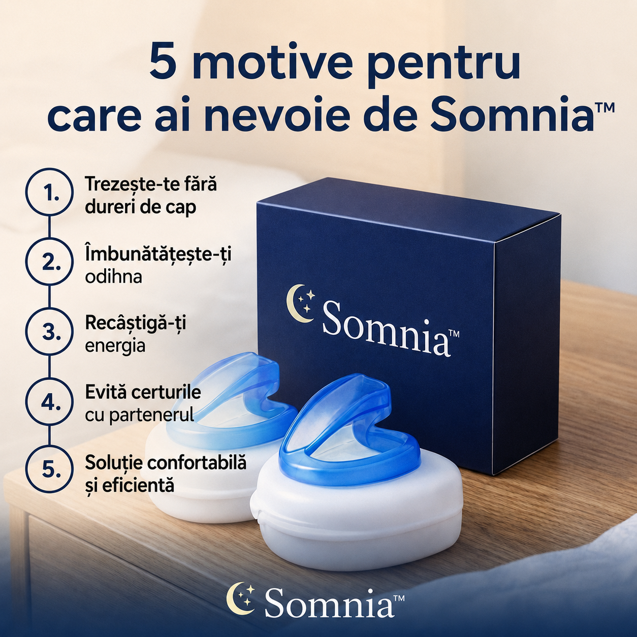 1+1 GRATIS DOAR AZI! | Somnia™ Pro – Dispozitivul anti-sforăit dezvoltat pentru a reduce sforăitul și senzația de sufocare nocturnă | Trezește-te odihnit și plin de energie în fiecare dimineață | Garanție de rambursare 30 de zile