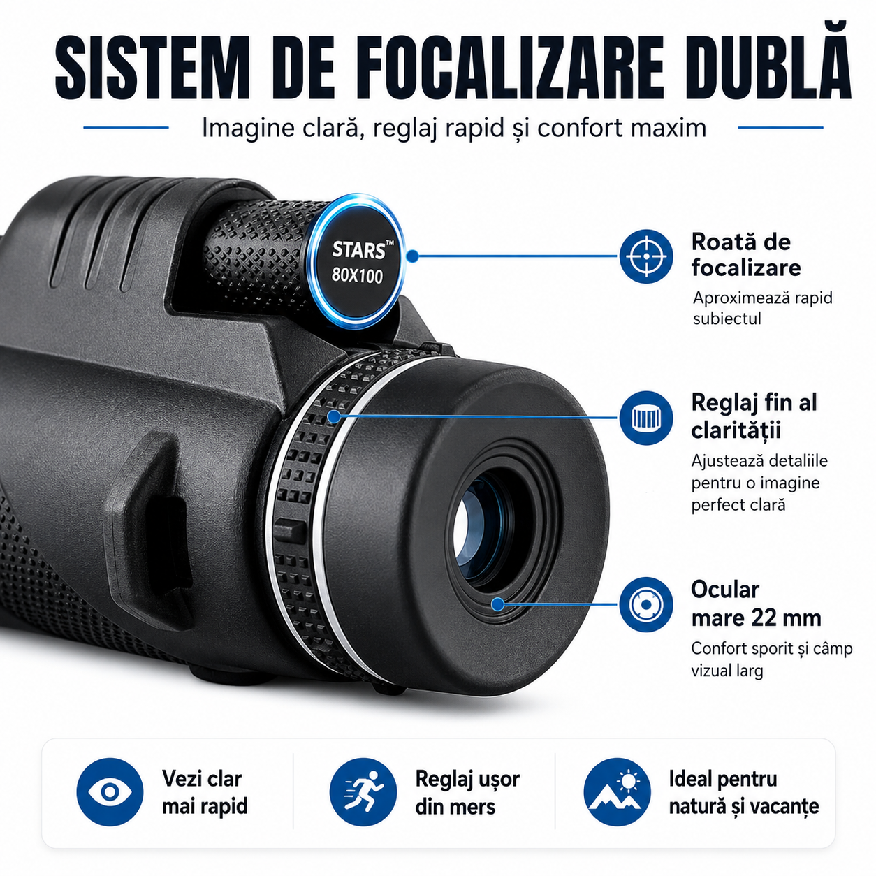Stars™ – Telescopul portabil care îți transformă telefonul într-un zoom puternic pentru natură, lună și aventurile de vară | Trepied + Suport Mobil incluse