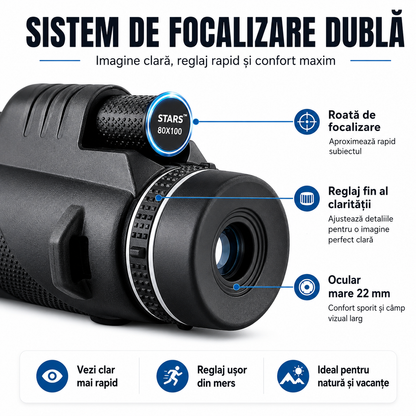 Stars™ – Telescopul portabil care îți transformă telefonul într-un zoom puternic pentru natură, lună și aventurile de vară | Trepied + Suport Mobil incluse