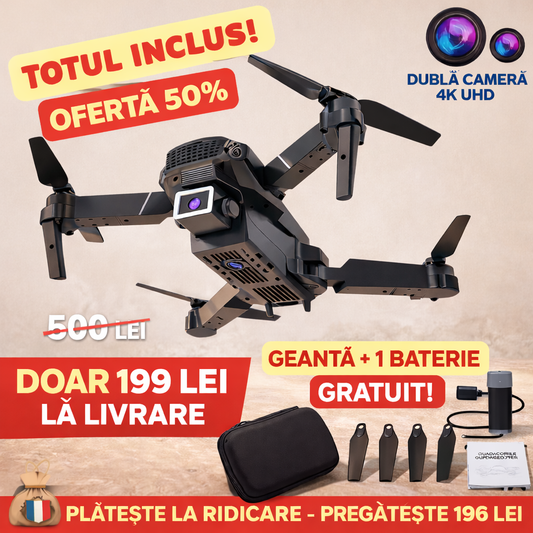 Drona 4K Profesională cu Dublă Cameră – FlySky + Husă GRATUITĂ