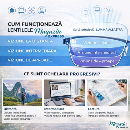 Ochelari Inteligenți 3-în-1 RayPro™: Vedere Perfectă la Orice Distanță | Lentile Auto-Reglabile cu Filtru Lumină Albastră | Ideali pentru Condus | CADOU Toc din Piele + 30 Zile Testare Fără Risc