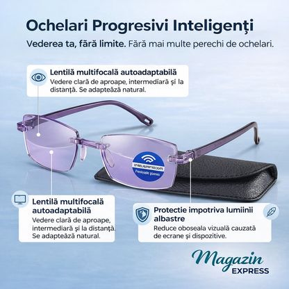 Ochelari Inteligenți 3-în-1 RayPro™: Vedere Perfectă la Orice Distanță | Lentile Auto-Reglabile cu Filtru Lumină Albastră | Ideali pentru Condus | CADOU Toc din Piele + 30 Zile Testare Fără Risc