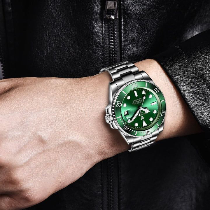 Ceas Elvețian Premium Submariner – Design de Lux Tip Diver, Verde Metalizat (Arată scump, fără să plătești mii)