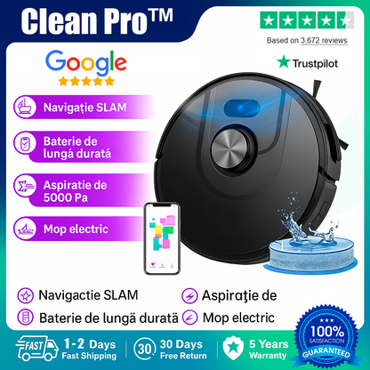 CleanPro™ - Robotul 3-în-1 care schimbă totul: aspiră, mătură și spală pentru tine. Ai grijă de casa ta fără să te ridici din pat! (30 de zile de testare + Garanție 5 ani)